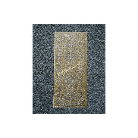 контурная наклейка Снежинки голография золото