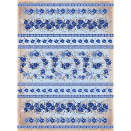 Рисовая бумага Синие цветы полоски