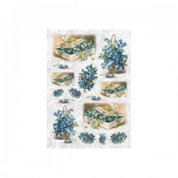 Рисовая бумага Голубые цветы в корзине