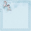 Бумага для скрапбукинга "Малыш и малышка" ангелы на голубом