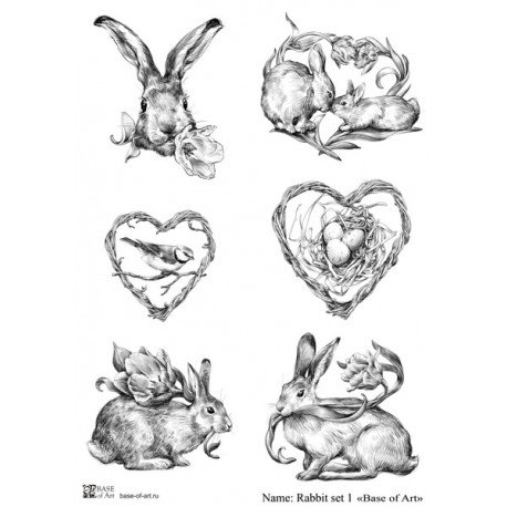 Декупажная карта Rabbit set 1 Base of art